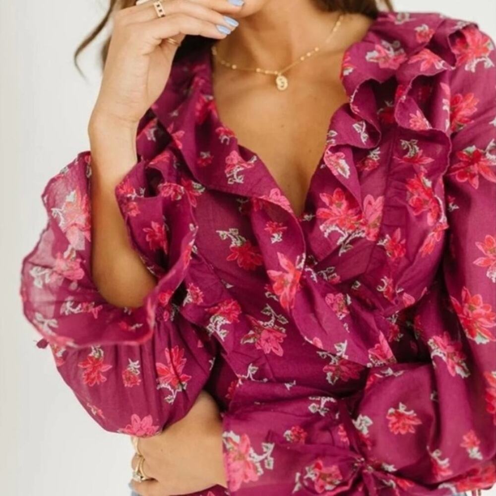 Free People Amanda Ruffle Warp Top - NWT - Picture 4 of 13